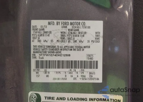 2013 Ford F150 Xlt from USA, damaged, VIN 1FTFW1EF4DKE12508